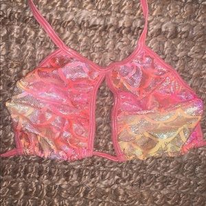 Holographic Club exx peekaboo halter bikini 🤩 Size Medium.